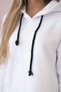 Dress with a hood and a slit on the side white