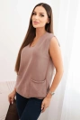 Women's viscose sleeveless sweater with pockets and V-neck fango