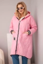 Damenjacke Plus Size gesteppte mit Kapuze und Sportbündchen hellrosa