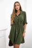 Kleid mit Knopfverschluss und Bindeband in der Taille khaki