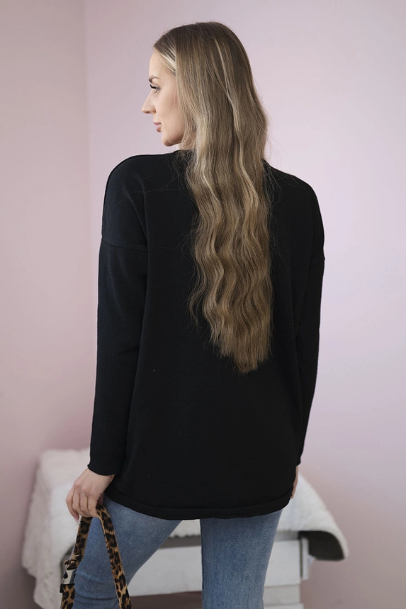 Sweater with front pockets black