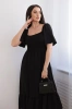 Dress with a pleated neckline black