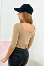 Camel Rundhalsausschnitt Bluse