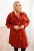 Damenmantel Plus Size aus Wolle mit Knöpfen, Taschen und Kragen rot