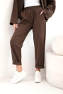 Damen-Baumwollset mit kurzem Sweatshirt und Hose braun