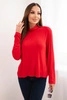 Women's viscose blouse with a turtleneck and long sleeves red