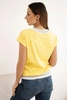 Women's cotton blouse with V-neck and NEW YORK print yellow