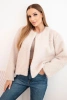 Women's fur jacket without fastening beige