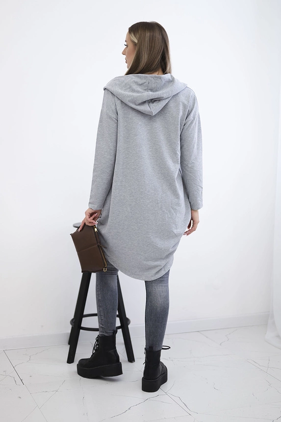 Langer Rücken Sweatshirt mit Kapuze grau