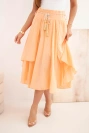 Women’s cotton skirt with a belt and ruffles apricot
