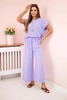 Viscose set pleated blouse + trousers light purple