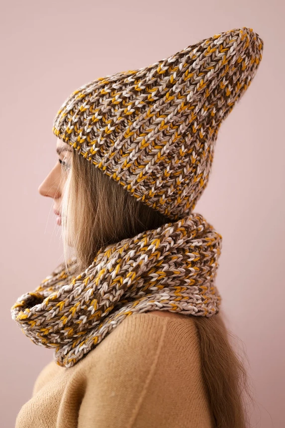 Women's set with fleece Merry K202 brown + mustard