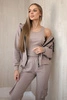 Set 3 in 1 sweatshirt + top + pants dark beige