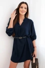 Kleid mit längerem Rücken und Gürtel blau