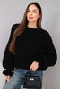 Women's sweater with mohair blend, thick knit and decorative sleeves black