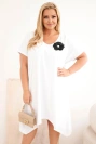 Dámské bavlněné šaty Plus Size s broží a výstřihem bílá