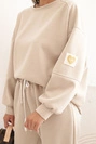 Damen-Set aus Butterstoff mit lockerer Bluse und Hose mit dem Schriftzug LOVE beige