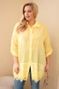 Dámska košeľa Plus Size bavlnená s krajkovým zakončením žltá