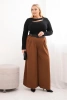 Plus Size women's pants with wide leg and belt chocolate