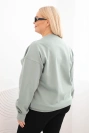 Moteriška plus size medvilninė bazinė džemperis su apvaliu iškirpimu tamsiai mėtų