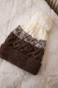 Cap with fleece Ilona K218 cappuccino+ecru