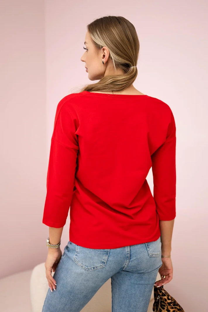 V-Ausschnitt Bluse rot