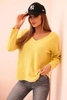 Women's sweater with viscose and V-neck yellow
