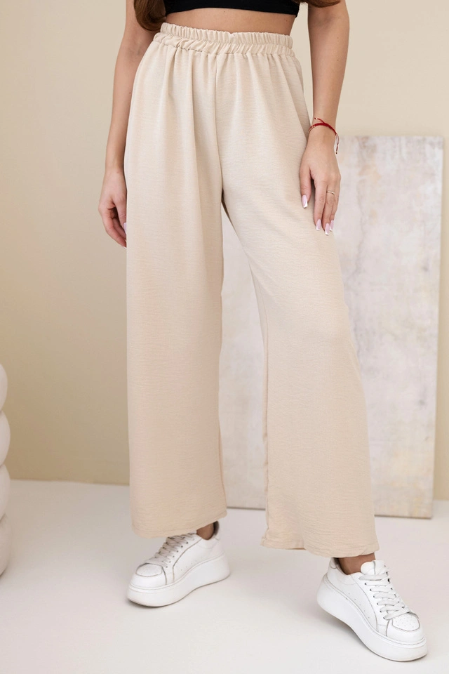 Wide-leg pants dark beige