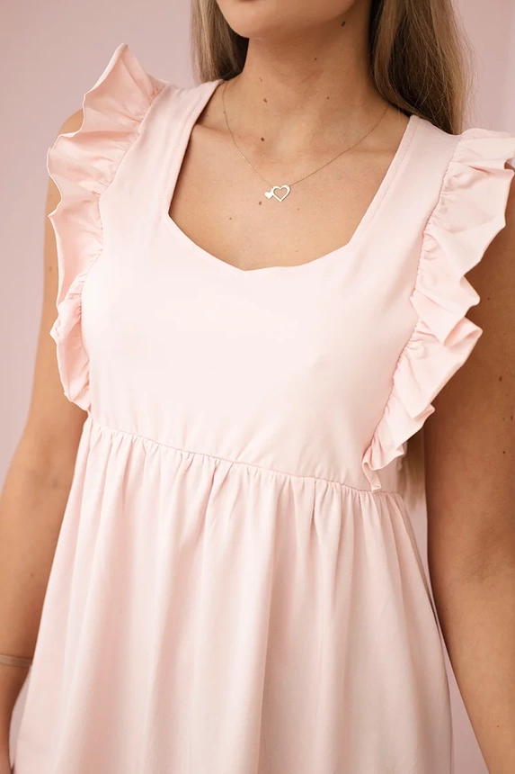 Kleid mit Rüschen an den Seiten dunkelpuderrosa