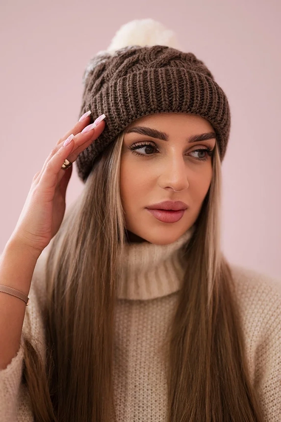 Fleecová čepice Ilona K218 cappuccino+ecru