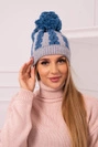 Cap with a pompom Rozalia K323 jeans+grey