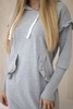 Dress with decorative frills and a hood gray