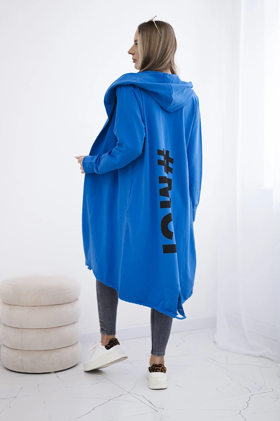 Cardigan with print oversize mauve-blue