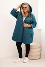 Dámska bunda Plus Size prešívaná s kapucňou a nápisom HOPE morská