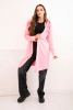 Women's cotton hooded cardigan with an extended front light pink