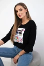 Palaidinė su 3D katės grafika juoda