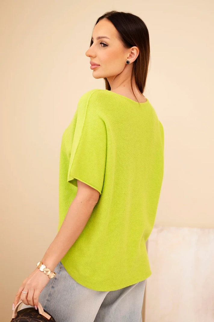 Women's short-sleeve loose-fitting sweater pistachio