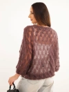 Damenpullover aus 70% Kid-Mohair, ajour mit kurzen Ärmeln braun