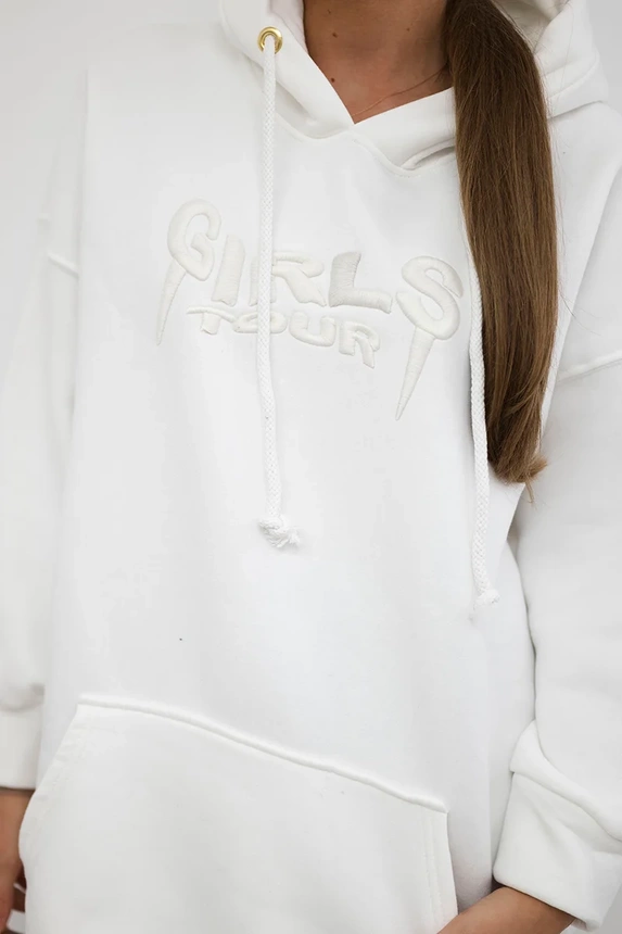 Insulated sweatshirt with embroidered inscription oversize ecru