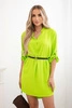 Dress with longer back and belt bright green