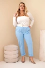 Damen Baumwoll-Hosen Plus Size mit Gürtel blau