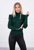 Fitted sweater blouse with buttons green