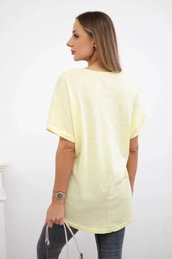 Cotton blouse with a pocket yellow