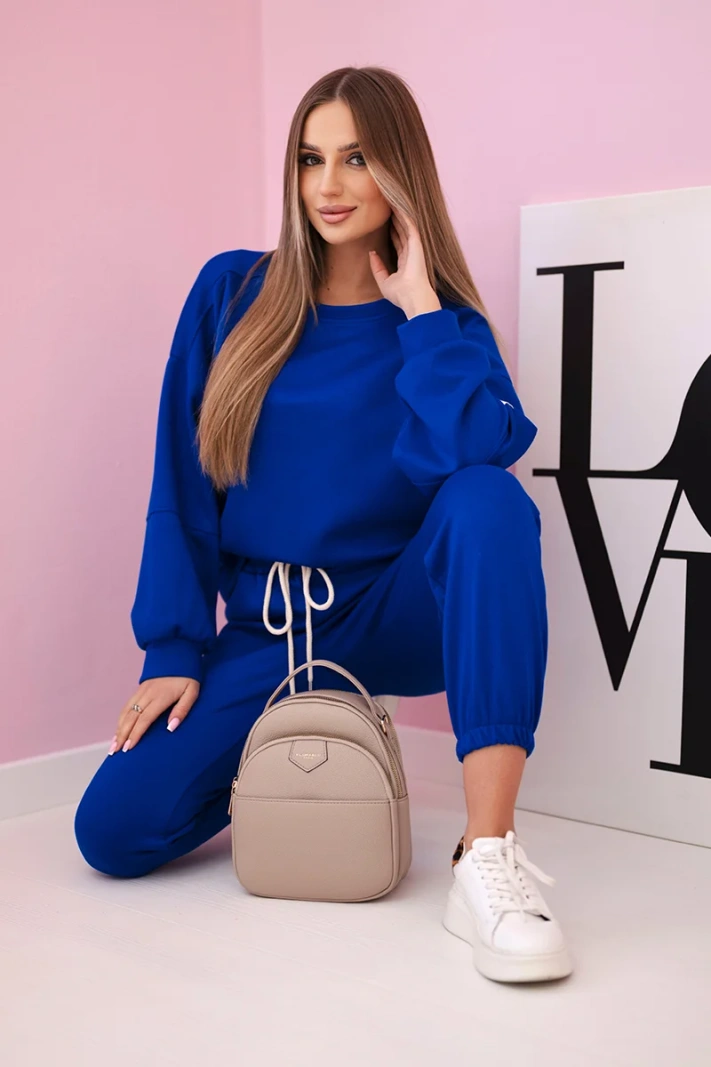 Set sweatshirt + pants buttery fabric cornflower blue