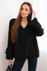 Women's viscose blouse with frills and long sleeves black