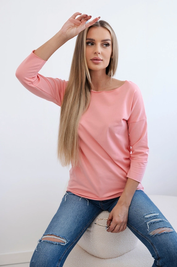 Women’s blouse with a boat neckline peach