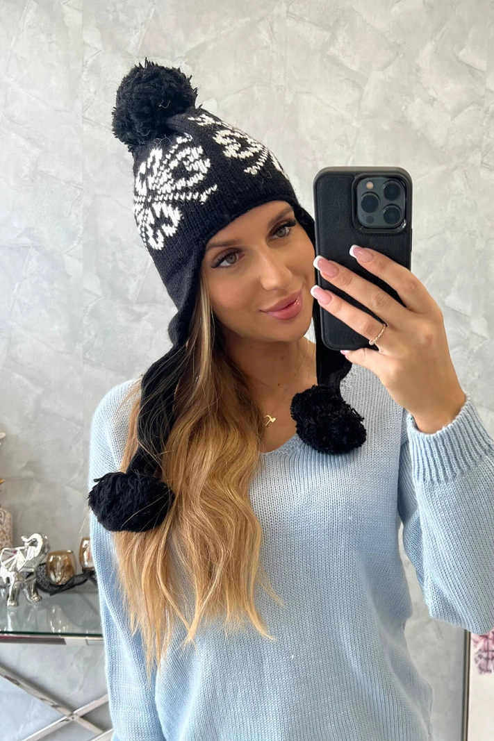 Women's long eared cap Balbina K381 black