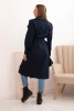 Women's coat tied at the waist with a collar navy