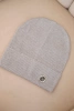 Women's ribbed cap made of modal and viscose with a decorative button gray