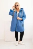 Plus Size women's quilted jacket with a hood and the inscription HOPE light denim